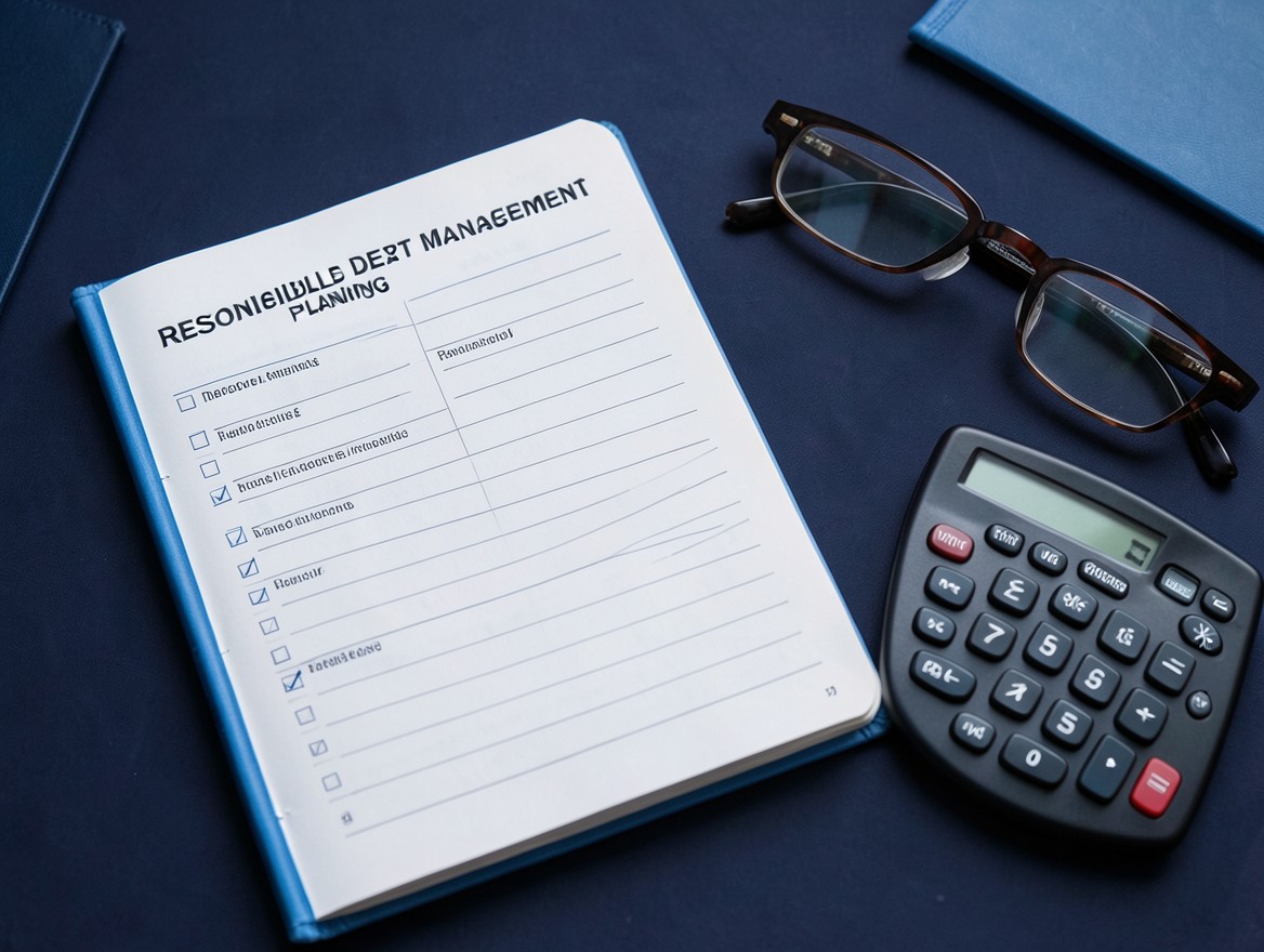 Cuaderno y calculadora para organizar deudas